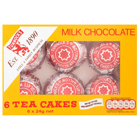Tunnock Tea Cakes Milk Chocolate 6 Pack 24g